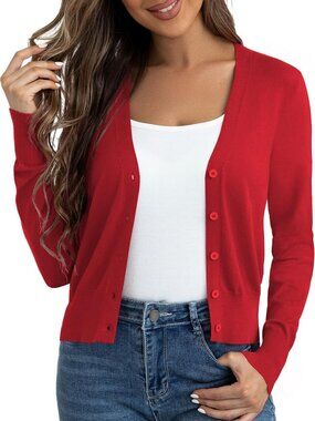 Lightweight Women's Cropped Cardigan Sweater - Perfect for Layering & Style